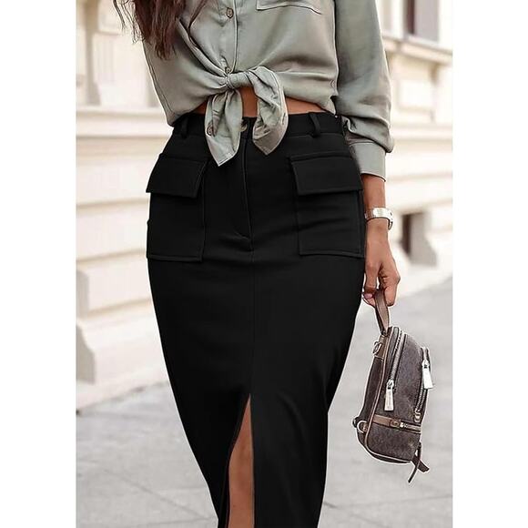 NEW Black Mid Length Pencil Skirt - Picture 4 of 6